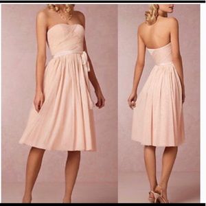 Anthropologie Hitherto Cordelia blush strapless tulle overlay dress size 0